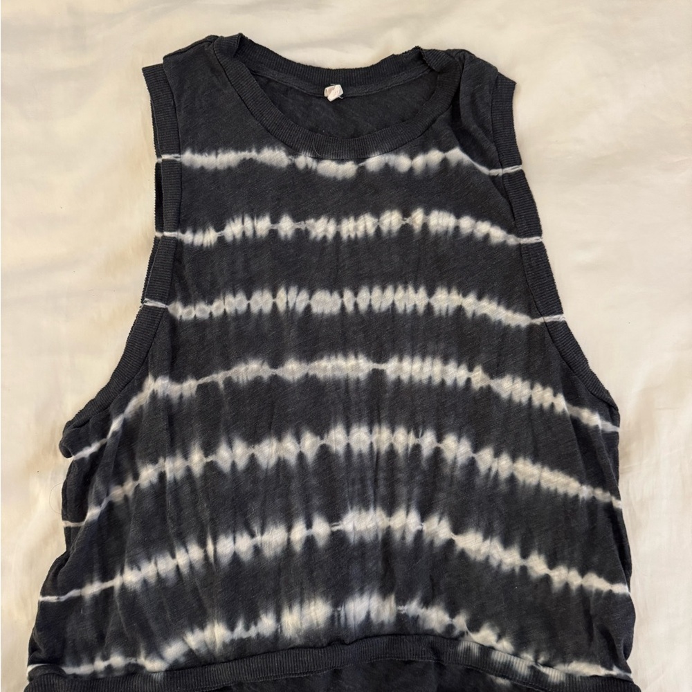 FP Movement by Free People Black and White Striped Muscle Tee